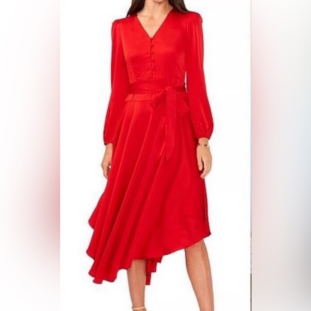 Vince Camuto Vibrant Red Long Sleeve Dress